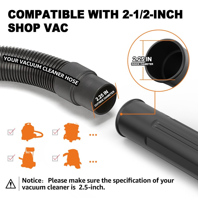 Sealegend 5-Piece Gutter Cleaning Kit Leaf Vacuum Attachment 2-1/2-inch Wet/Dry Shop Vac Accessories for Cleaning Gutter from The Ground Gutter Cleaning Tools with 3Pcs Extension Wands  Black - Image 4